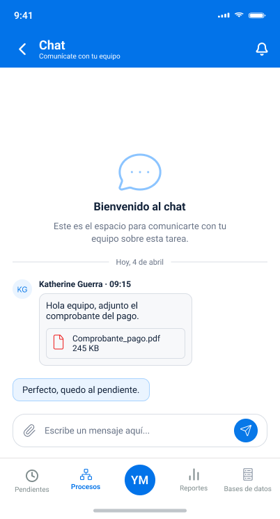 Chat móvil contextual de GEEST